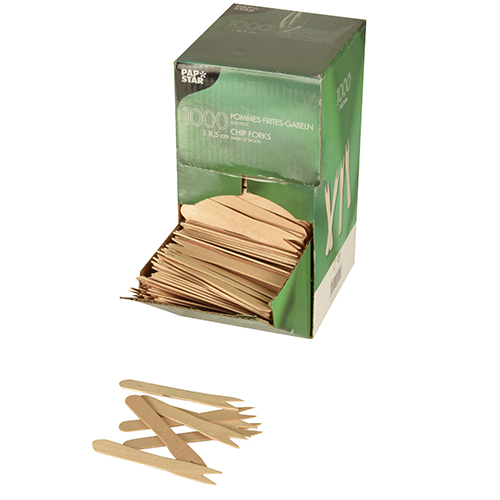 1000 Pommes-Frites-Gabeln, Holz "pure" 8,5 cm von PAPSTAR