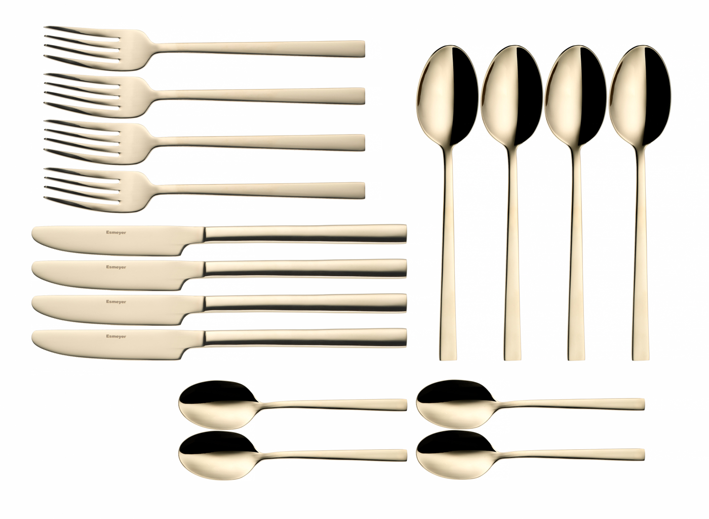 16-teiliges Besteck MELINA, Edelstahl, mit PVD-Beschichtung in champagner,