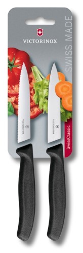 Victorinox SwissClassic Gemüsemesser, 10cm, 1 Welle + 1 Normal, orange, Blister