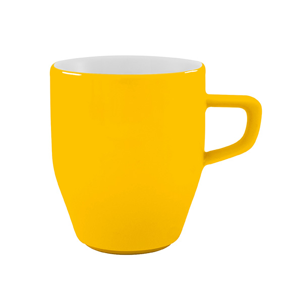 Becher mit Henkel 0,30 l - Form: Baristar - Dekor, 79170 sonnengelb - aus Porzellan. Hersteller:, Eschenbach. "Made in Germany".