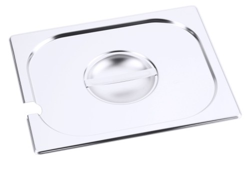 GN-Deckel mit Ausschnitt für Löffel für Serie 7000 und andere (siehe Beschreibung Deckel Serie 7511) aus Edelstahl 18/10, seidenmatt
