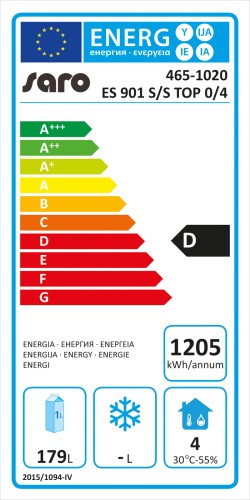 SARO Kühltisch mit Schubladen, Modell ES 901 S/S TOP 0/4 - Material: (Gehäuse und Innenraum) Edelstahl; (Arbeitsfläche) Edelstahl - 4