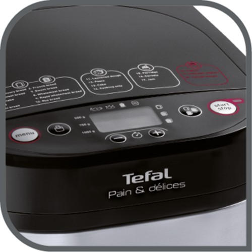 Tefal Brotbackautomat Pain&Délices [20 automatische Programme; 3 Brotgrößen und Bräunungsgrade einstellbar; auch für Kuchen-,