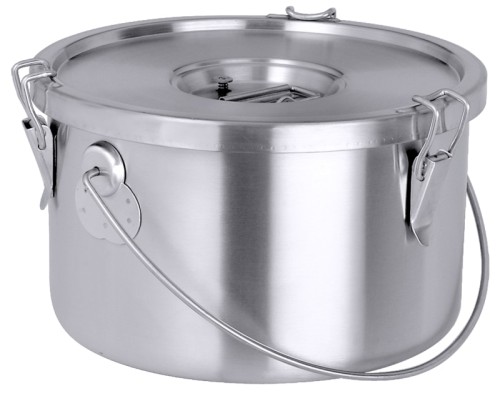 Transportbehälter, isoliert aus Edelstahl 18/10, doppelwandig, seidenmatt gebürstet, mit Tragebügel, ohne Kompensboden,