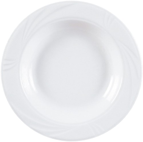 Arcadia Teller tief, 22,5cm, aus weißem Porzellan, von caterado. Made in Europe.