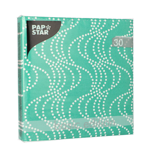 PAPSTAR 30 Servietten, 3-lagig 1/4-Falz 33 cm x 33 cm tannengrün "Pearl Chains"