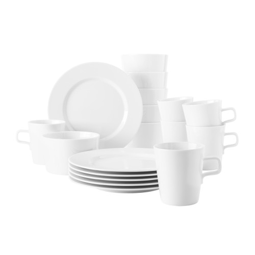 Seltmann Frühstück-Set 18-teilig G, rund, Form: No Limits, weiss, hohe Kantenschlagfestigkeit, Made in Germany