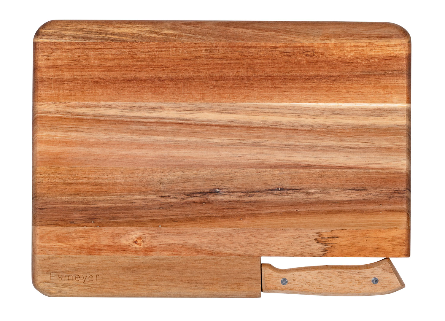 Schneidbrett JACK inkl. Brotmesser. Brett und Messergriff aus Akazienholz, Messerklinge aus hochwertigem Klingenstahl.