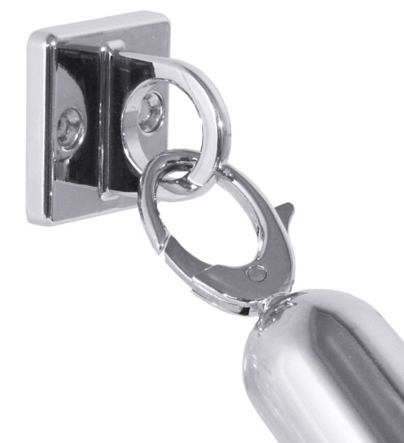 Wandhaken passend zu Absperrpfosten aus Edelstahl, hochglänzend, mit schwerer Bodenplatte (Ø 31 cm), dazu erhältliches Seil mit verchromtem