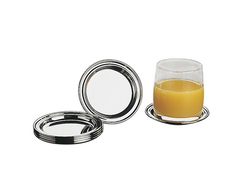 6 Untersetzer für Gläser Ø 10 cm 18/8 Edelstahl hochglanzpoliert schwere Ausführung Rand eingerollt spülmaschinengeeignet