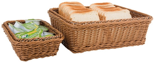 GN 1/3 Korb 32,5 x 17,6 cm, H: 6,5 cm Polypropylen, hellbraun mit Edelstahldraht im Rand spülmaschinengeeignet