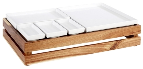 Holzbox -SUPERBOX- 55,5 x 35 cm, H: 10,5 cm Akazienholz passend zu GN 1/1 nicht spülmaschinengeeignet stapelbar Farbe: Braun