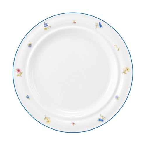 Seltmann Teller flach 23 cm Fahne, rund, Form: Community, Dekor: 57390 Streublume blaue Linie, hohe Kantenschlagfestigkeit, Made in Germany