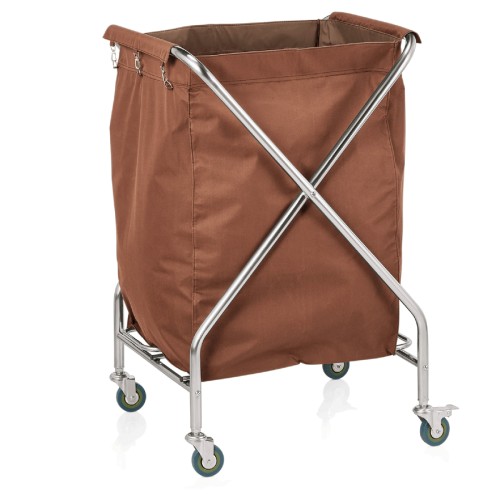 Ersatzwäschesack. 4 schwenkbare Rollen à Ø 10 cm, davon 2 mit Feststeller, zusammenklappbar. Material: Polyester.