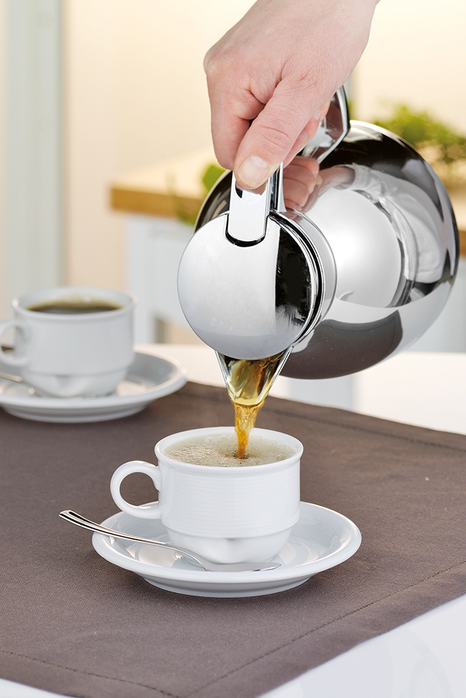 Isolierkanne MAESTRO, Inhalt: 1,8 Liter, Höhe: 245 mm, aus doppelwandigem Edelstahlt 18/8, mit Edelstahleinsatz, Einhandbedienung,