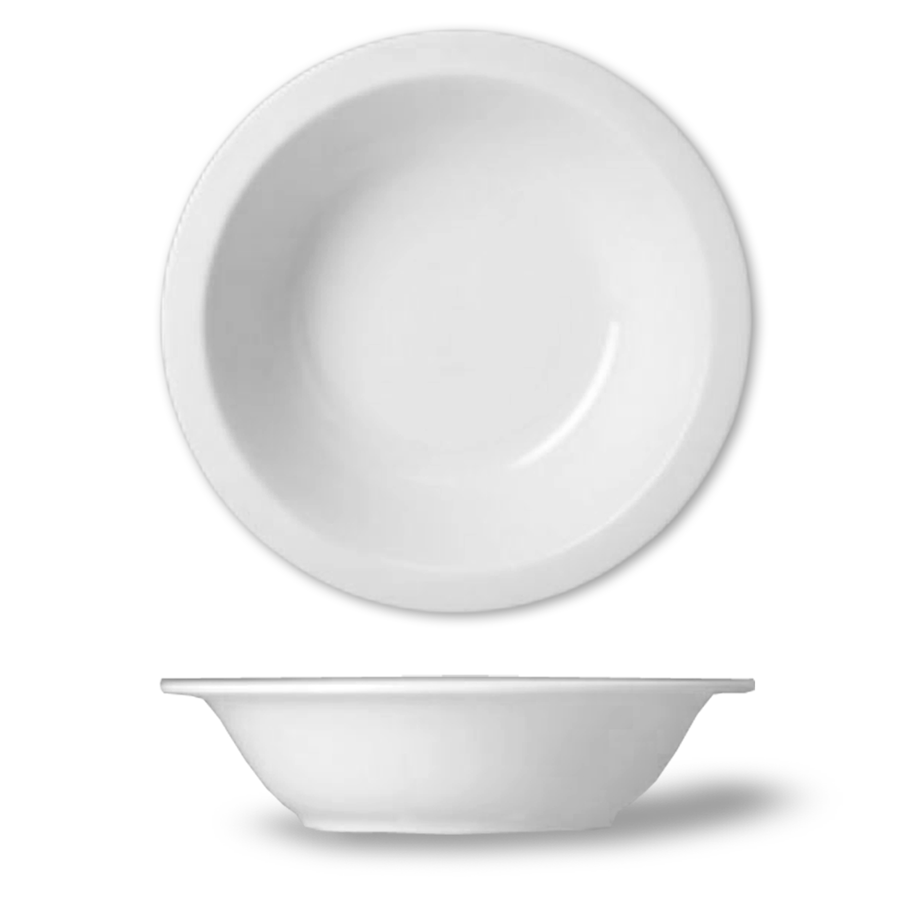 Schüssel ADRINA mit Fahne, Durchm. 25 cm, von caterado. Aus weißem Porzellan. Höhe 6,3 cm.