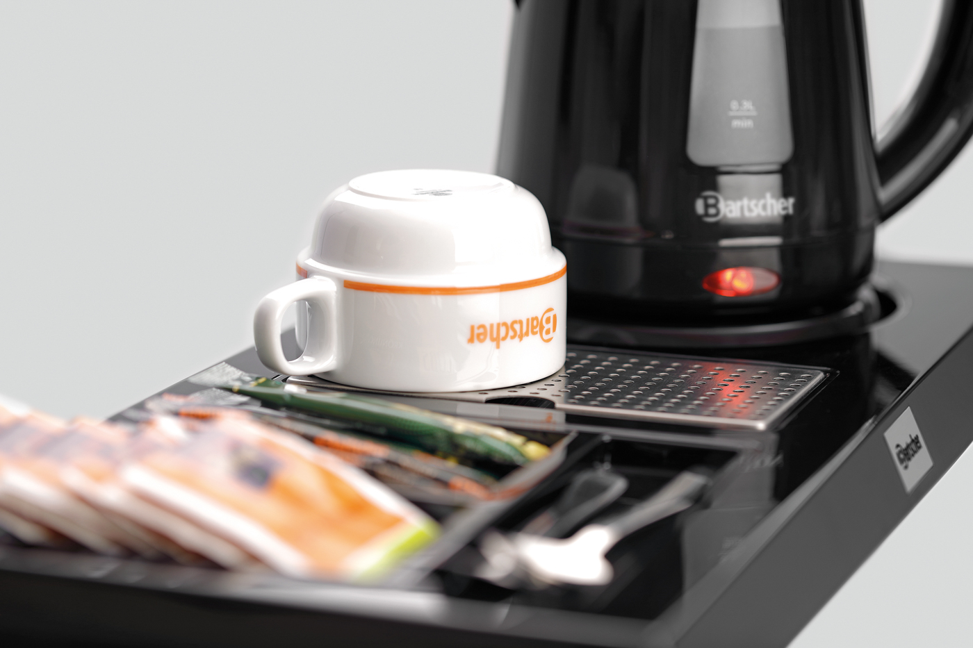 Bartscher Teestation 1145SH | Farbe: Schwarz,Glänzend | Maße: 46,5 x 22,5 x 3,0 cm. Gewicht:0,91 kg