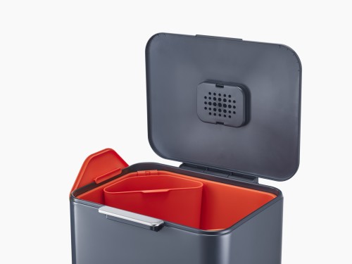 Joseph Joseph IntelligentWaste Totem Max 60 - Abfallbehälter mit separater Recycling-Einheit, inkl. Biomüll-Caddy, 60 Liter -