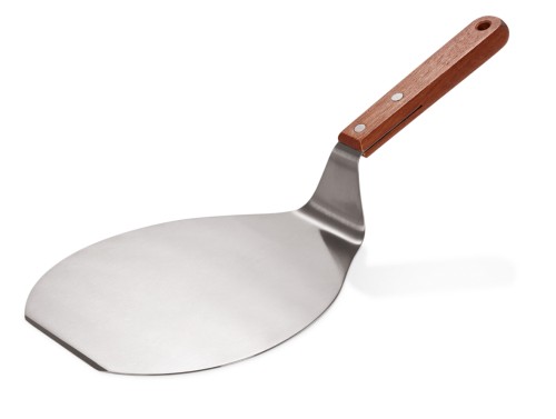 Pizzaheber. Edelstahl. geschlossen, mit Holzgriff. Schaufel 18,5 x 16,5 cm.