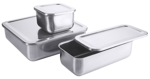 Deckel zu Gefrierdose 1115/002 aus Edelstahl 18/10, seidenmatt poliert, stapelbar, schwere Qualität Länge: 19,5 cm, Breite: 9,5 cm