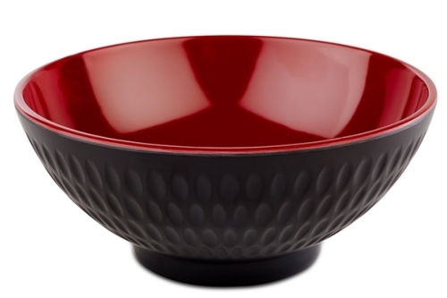 Schale -ASIA PLUS- Ø 13 cm, H: 5,5 cm, 0,35 Liter Melamin innen: rot, glänzend außen: schwarz, matt spülmaschinengeeignet