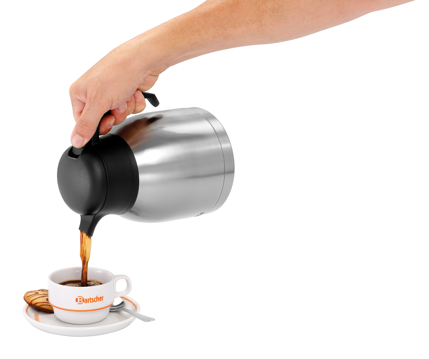 Bartscher Isolierkanne 1,5L-ST | Ausgelegt für:Heiße Getränke | Maße: 14 x 17 x 21,5 cm. Gewicht:0,72 kg