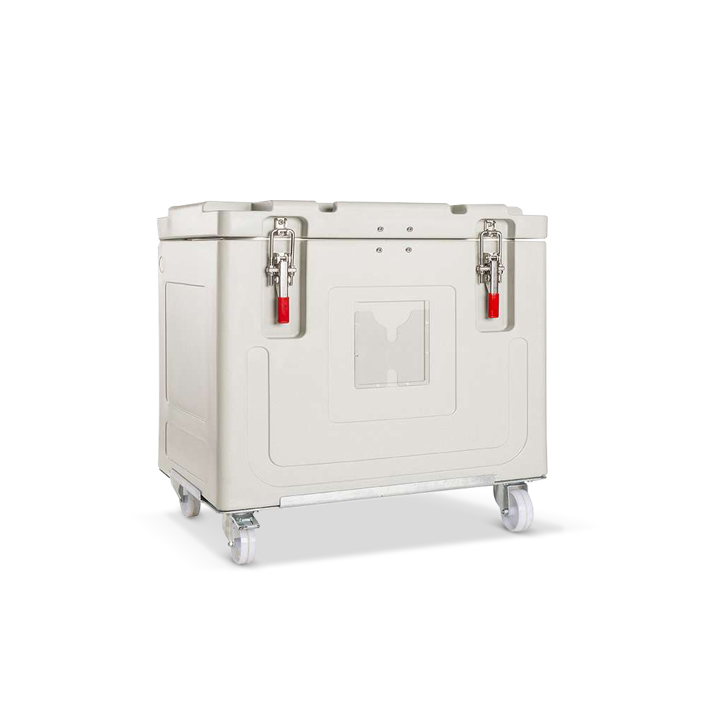 ETHERNASOLID® Trockeneisbehälter 150, mit Rollen, Grau-Blau-Melange