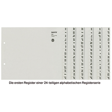 Leitz Registerserie DIN A4, Überbreite A-Z Tauenpapier, recycelt grau 360 Registerblätter