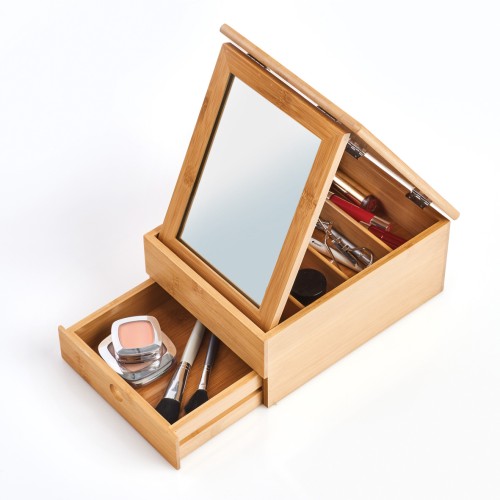 Schmuckkästchen m. Spiegel, Bambus. Länge: 250 mm. Breite: 190 mm. Höhe: 112 mm