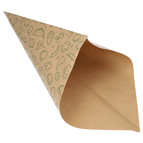 1000 Spitztüten, Kraftpapier 52,5 cm x 37 cm x 37 cm braun "Fruits & Vegs" Füllinhalt 1500 g von PAPSTAR