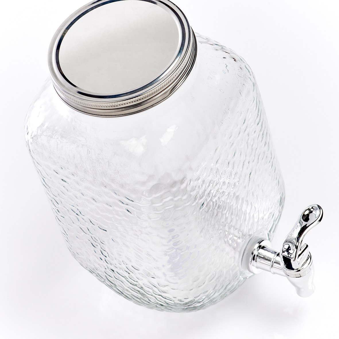 Getränkespender, Glas; Metall, 20,4x15,2x25,4 cm. Farbe: transparent. Fassungsvermögen: 3700 ml. Selbstbedienung erwünscht! Mit diesem