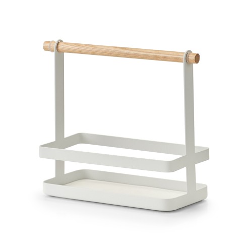 Menage, Metall; Bamboo, 23,5x10x20 cm. Farbe: weiß.. Die schöne Menage aus weißem Metall bietet Platz für Essig, Öl sowie Gewürze und