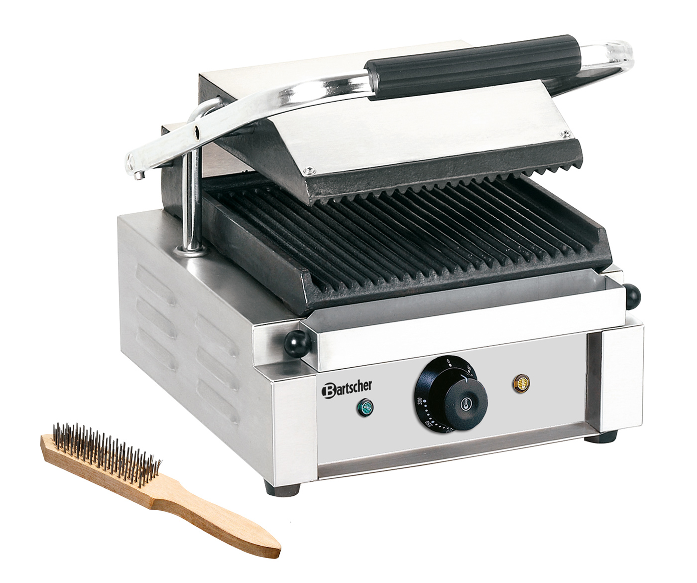 Bartscher Kontaktgrill 1800 1R | Programmierung:- | Maße: 29 x 39,5 x 21,0 cm. Gewicht: 12,7 kg