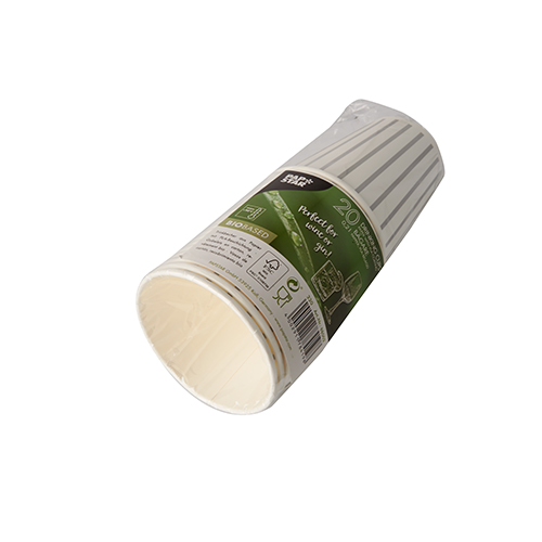 20 Trinkbecher, Pappe 0,2 l Ø 8 cm · 9,1 cm grau/silber "Wine / Gin Tonic" von PAPSTAR