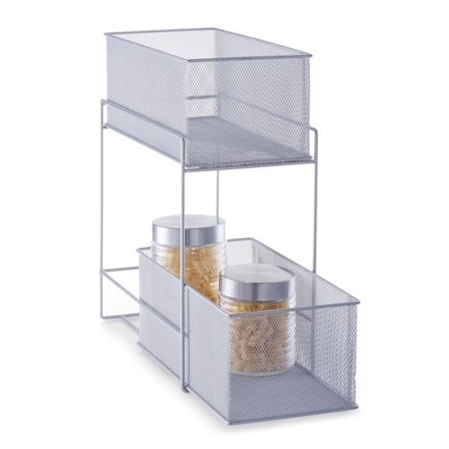 Zeller Etagenregal m. 2 Körben, Mesh