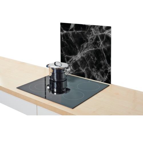 Herdblende-/Abdeckplatte, Sicherheitsglas, 56x50 cm. Farbe: schwarz. Diese moderne Herdabdeck-/Schneideplatte aus Sicherheitsglas