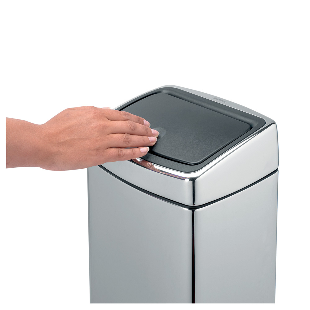 Brabantia Touch Bin® 10 L rechteckig mit Kunststoffeinsatz Brilliant Steel