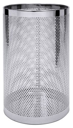 Schirmständer/ Papierkorb aus Edelstahl 18/0 hochglänzend, Perforierung Ø 5 mm, Boden nicht perforiert, schwere Qualität Durchmesser: