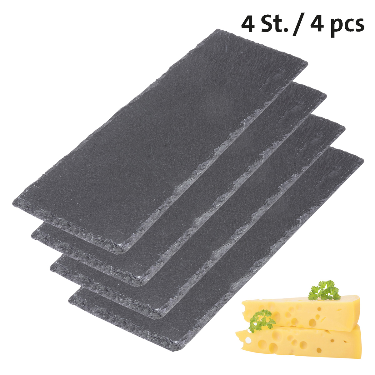 4 Servierplatten Naturschiefer »Tapas + Friends«, 30 x 10 cm