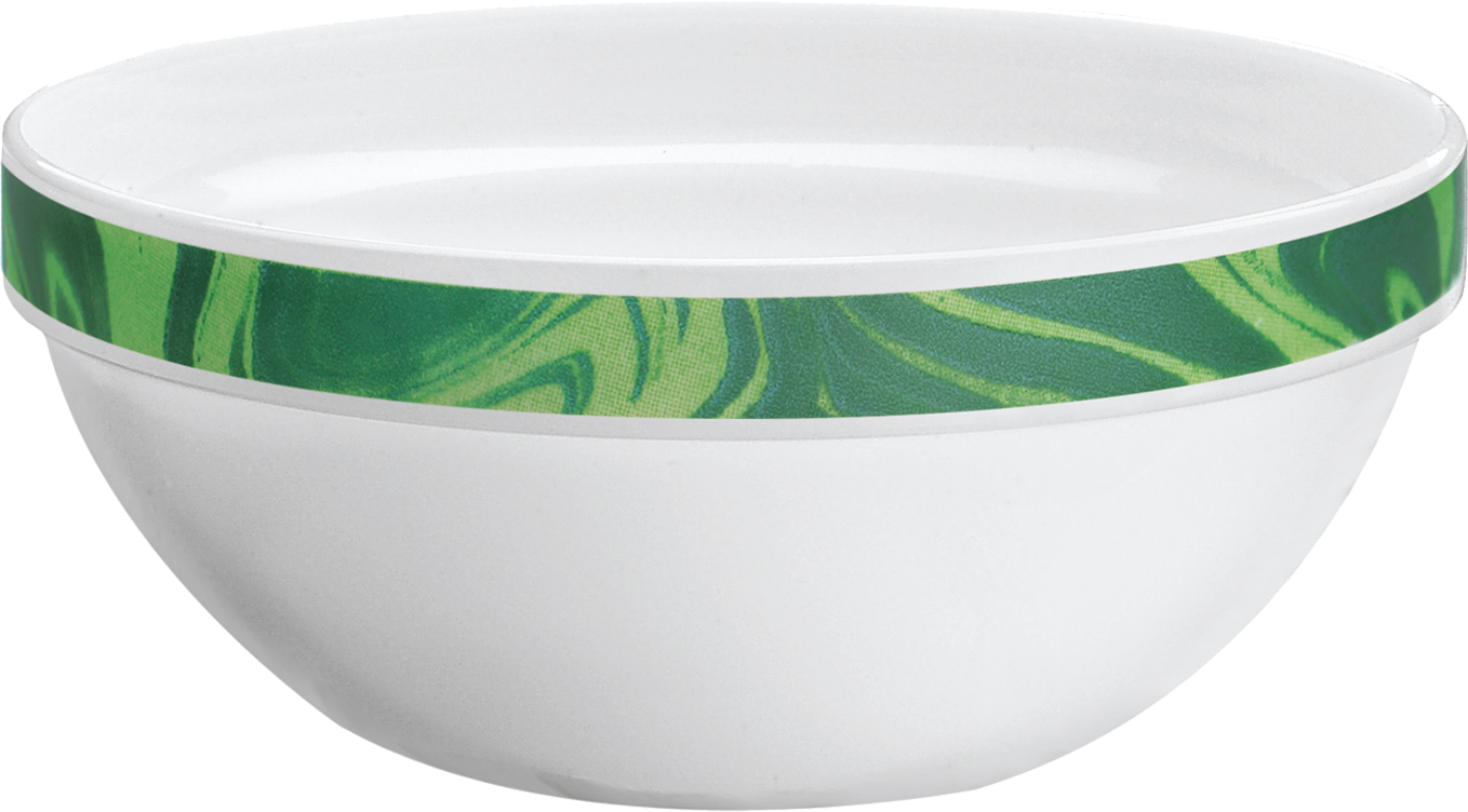 Stapelschale NATURA mit grünem Muster. Durchmesser 17 cm mit ca. 0,9 Liter,aus Opalglas. Von Bormioli Rocco.