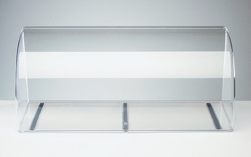 Vitrine / Thekenaufsatz 63,5 x 25 cm, H: 25 cm SAN, glasklar, aus einem Teil gespritzt, rutschfest vielseitig einsetzbar für
