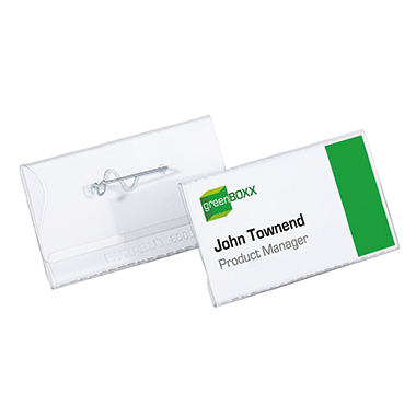 DURABLE Namensschild 75 x 40 mm (B x H) Wellennadel transparent 100 St./Pack.