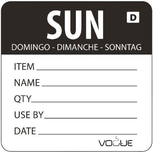 Auflösbare Tagesetiketten Sonntag - 250 Stück