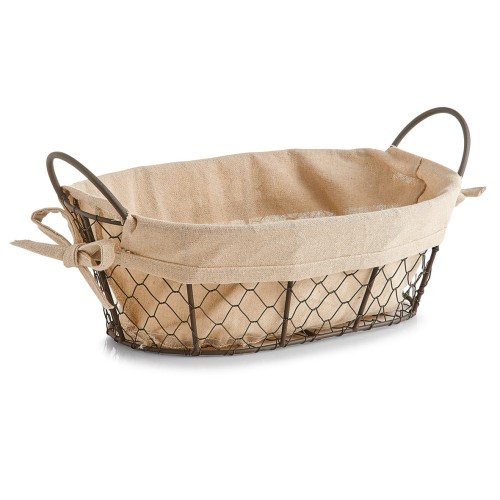 Zeller Brotkörbchen Countrystyle, m. Griffen, Draht/Leinen