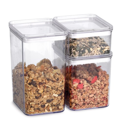Vorratsdosen-Set, 3-tlg., Kunststoff, transparent. Länge: 128 mm. Breite: 104 mm. Höhe: 125 mm