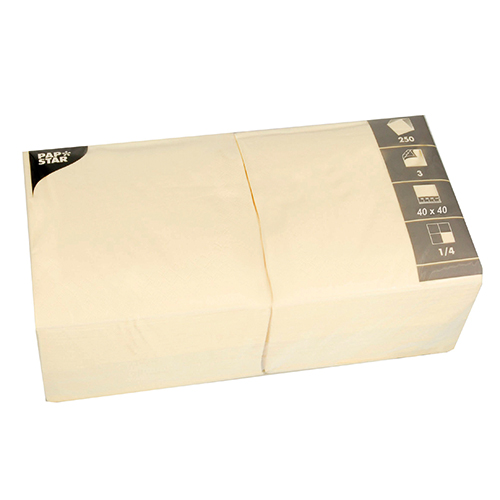 250 Servietten, 3-lagig 1/4-Falz 40 cm x 40 cm creme von PAPSTAR