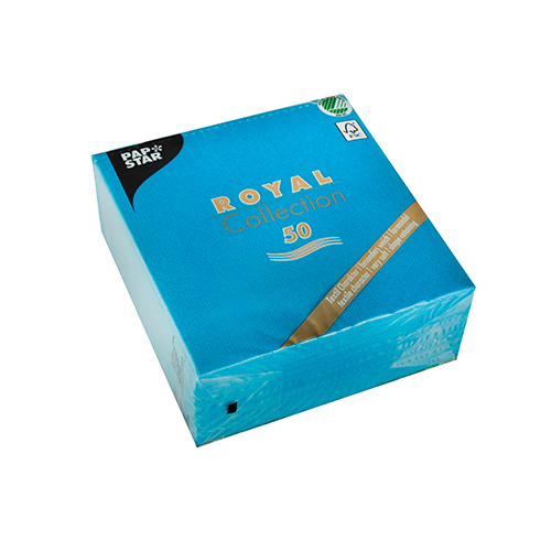 50 Servietten "ROYAL Collection" 1/4-Falz 33 cm x 33 cm türkis von PAPSTAR