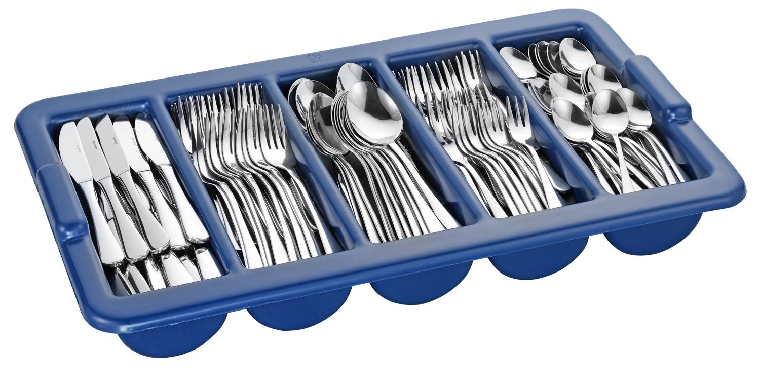 Sparset SYLVIA, Edelstahl 18/0, 180 Besteckteile Enthält  je 36 Menümessern, Menülöffeln, Menüga- beln, Kaffelöffeln, Kuchengabeln, 1 Behälter.