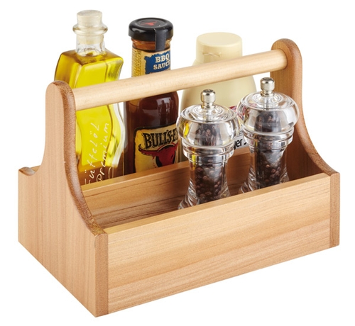 Table Caddy 25 x 15 cm, H: 18 cm Akazienholz mit Tragegriff innen: 22,5 x 6 cm nicht spülmaschinengeeignet Farbe: Beige