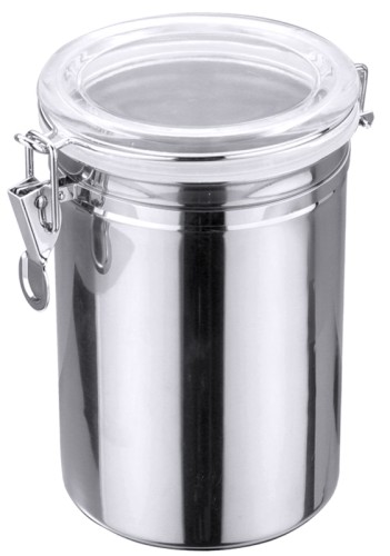 Vorratsdose aus Edelstahl 18/10, hochglänzend, 0,6 mm stark, dichtschließender Acrylglas-Deckel mit Silikondichtung, nicht